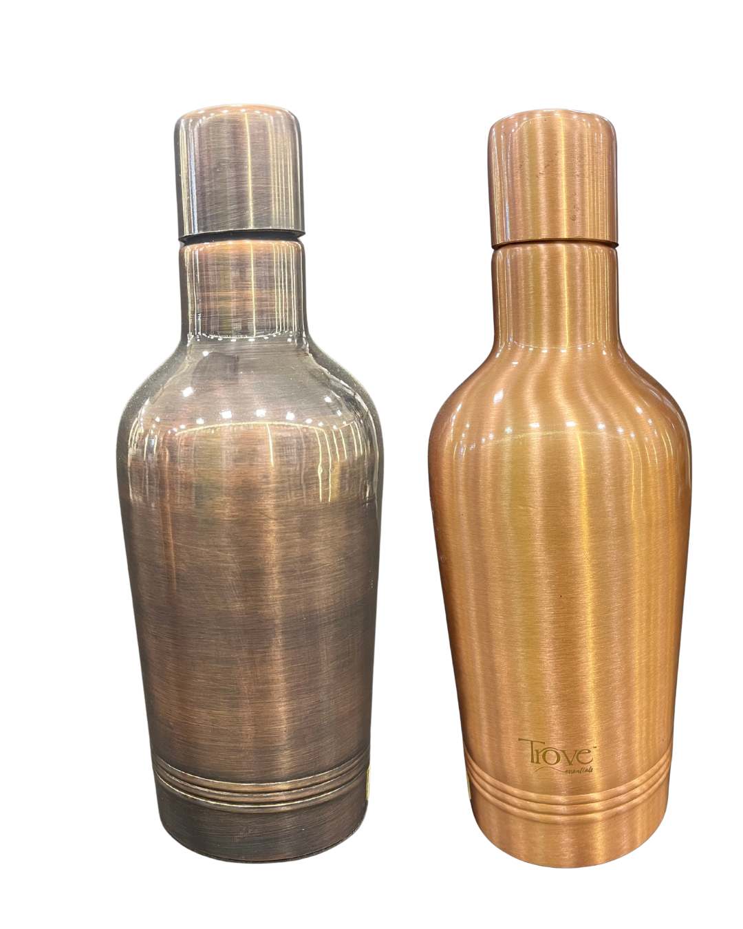 Trove® Premium Smooth Finish Copper Water Bottles – Set of 2 (Matte & Glossy)