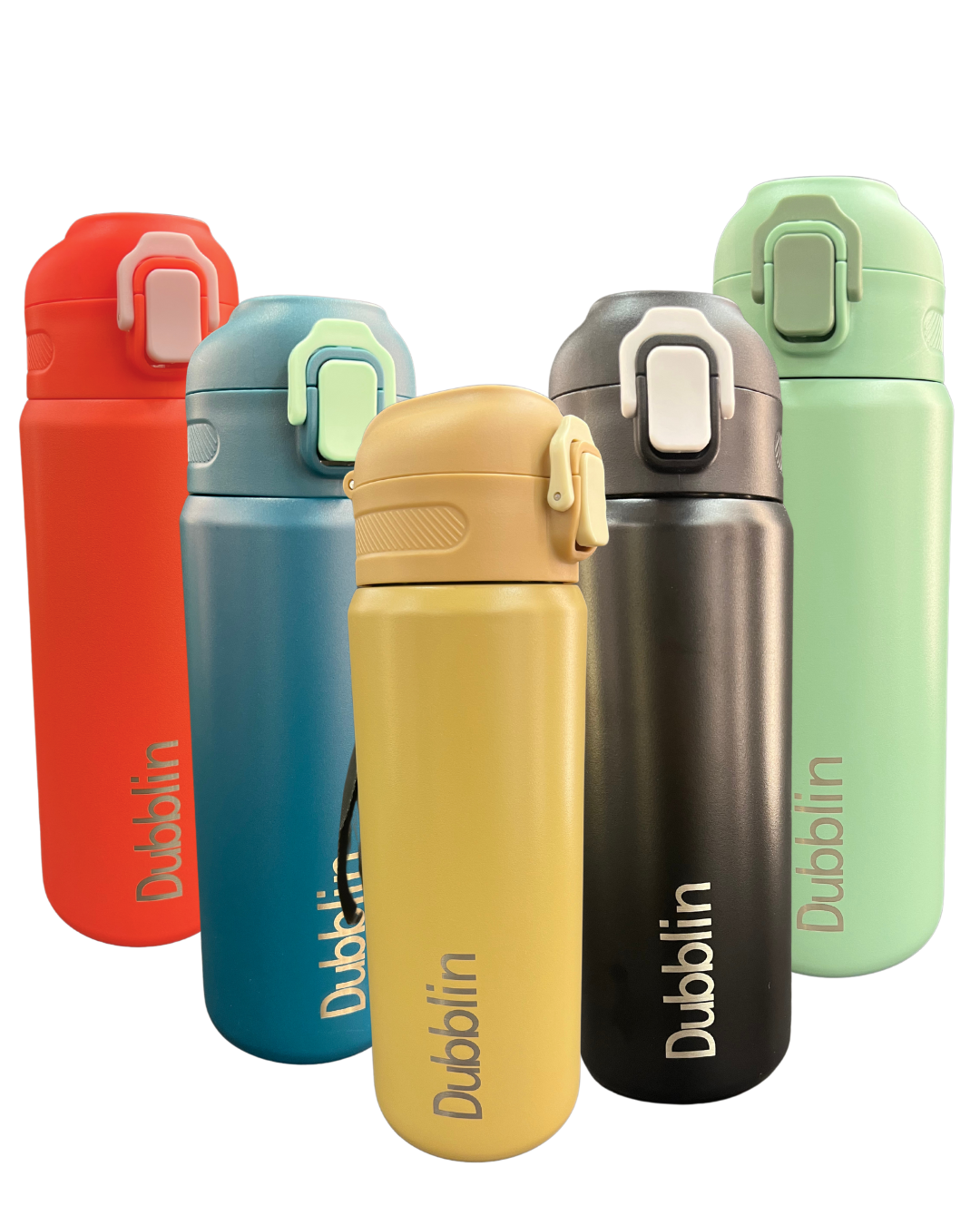 Dublin Flip Lock Vacuum Insulated Stainless Steel Bottle – 500ml – Set of 5 (Multicolor)