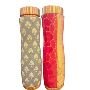 Printed Designer Copper Water Bottle – 1000ml | Set of 2