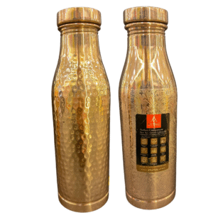 Pure Copper Hammered & Engraved Water Bottle – 1000ml | Set of 2